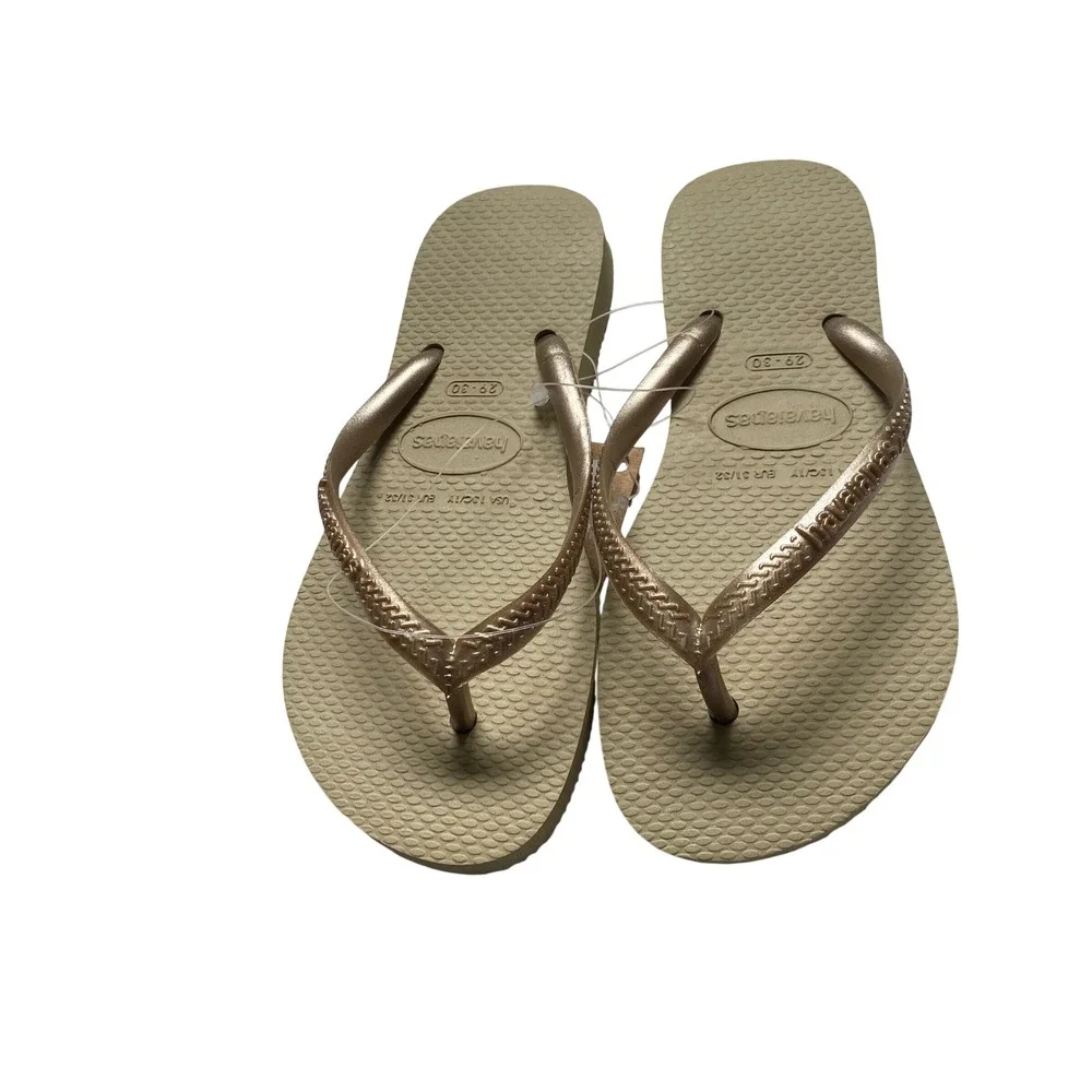 Havaianas Kids Slim Rose Gold Metallic Flip‎ Flop Sandals Size 13C/1Y NWT